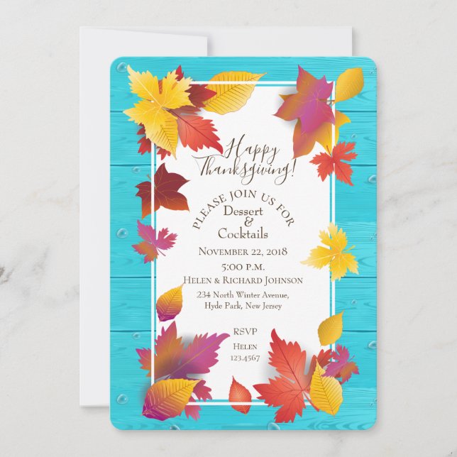 Thanksgiving Holiday Fall Maple Leaves Watercolor Invitation (Front)