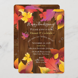Thanksgiving Holiday Fall Maple Leaves Watercolor Invitation
