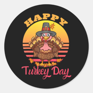 Thanksgiving Holiday Happy Turkey Day Classic Round Sticker