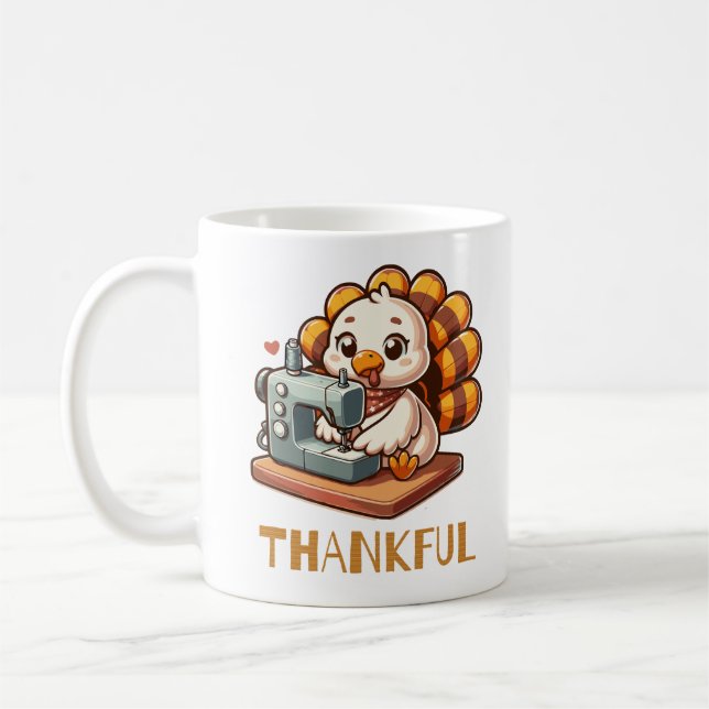Thanksgiving Holiday Thankful Animal Turkey Coffee Mug (Left)