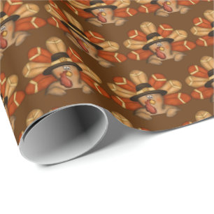 Thanksgiving Holiday tiled turkey wrapping paper