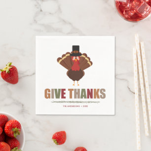 Thanksgiving Holiday Turkey Give Thanks Napkin