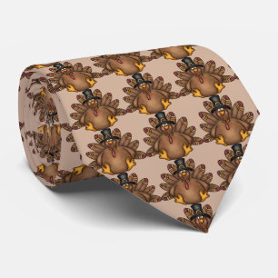 Thanksgiving Holiday turkey tiled tie
