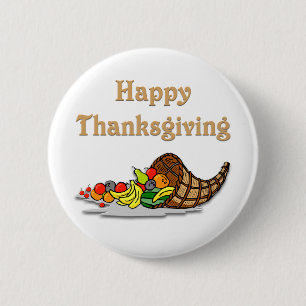 Thanksgiving Horn of Plenty 6 Cm Round Badge