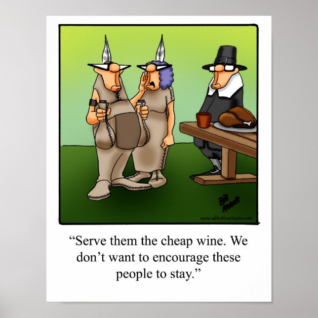 Thanksgiving Humour "Cheap Wine" Poster (Front)