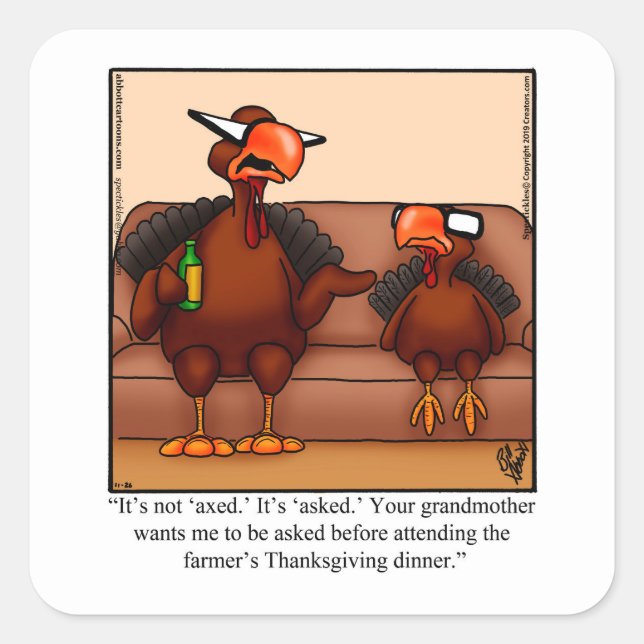 Thanksgiving Humour Holiday Stickers (Front)