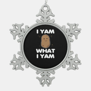 Thanksgiving I Yam What I Yam Funny Fall Classic Snowflake Pewter Christmas Ornament