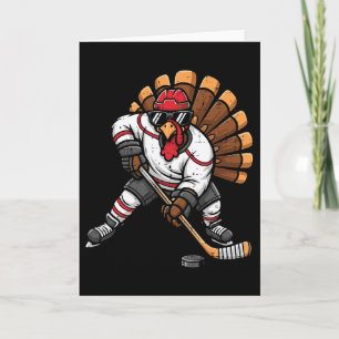 Thanksgiving Ice Hockey Player Turkey Fall Men Boy Card