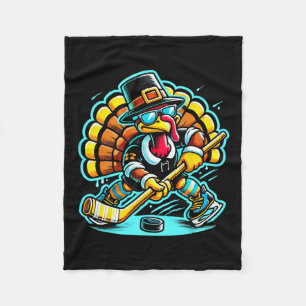 Thanksgiving Ice Hockey Turkey Day Fall  Fleece Blanket