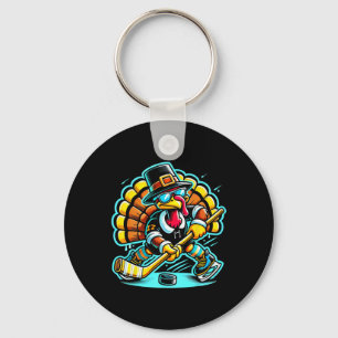 Thanksgiving Ice Hockey Turkey Day Fall  Key Ring