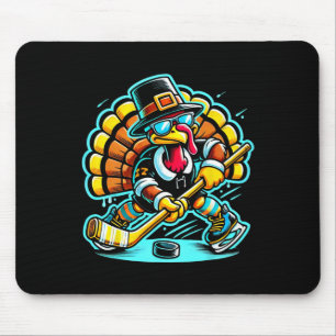 Thanksgiving Ice Hockey Turkey Day Fall Mouse Pad
