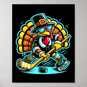 Thanksgiving Ice Hockey Turkey Day Fall  Poster