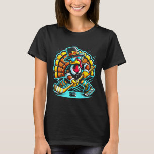 Thanksgiving Ice Hockey Turkey Day Fall T-Shirt