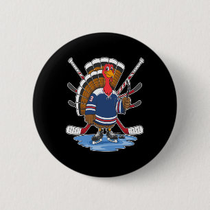 Thanksgiving Ice Hockey Turkey Day Sport Men Boys 6 Cm Round Badge