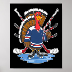 Thanksgiving Ice Hockey Turkey Day Sport Men Boys Poster