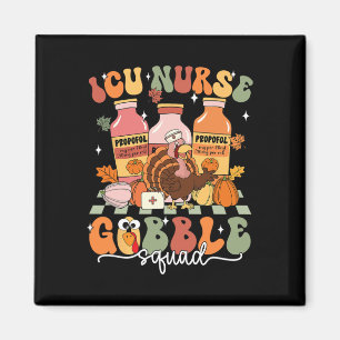 Thanksgiving Icu Nurse Gobble Squad Fall Scrub Top Magnet