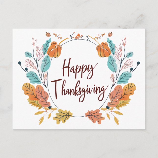 Thanksgiving illustration postcard (Front)