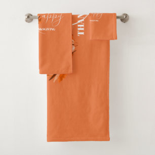 Thanksgiving in Orange Bath Towel Set