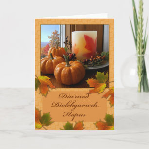 Thanksgiving in Welsh, Diwrnod Diolchgarwch Hapus Holiday Card