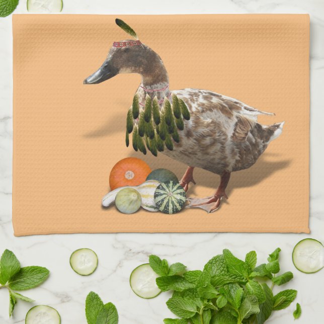Thanksgiving Indian Duck Tea Towel (Folded)