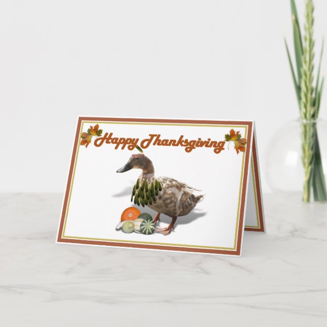 Thanksgiving Indian Girl Duck Holiday Card (Front)