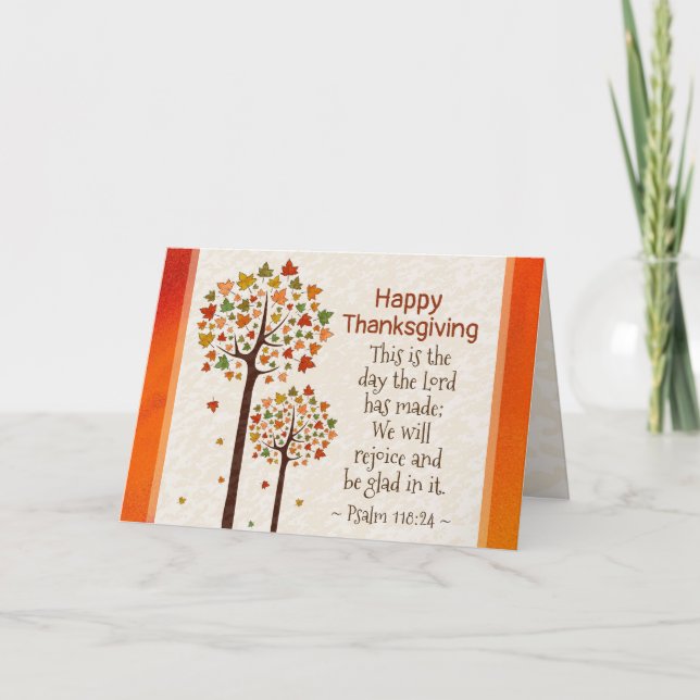 Thanksgiving Inspirational Bible Psalm 118:24 Card (Front)