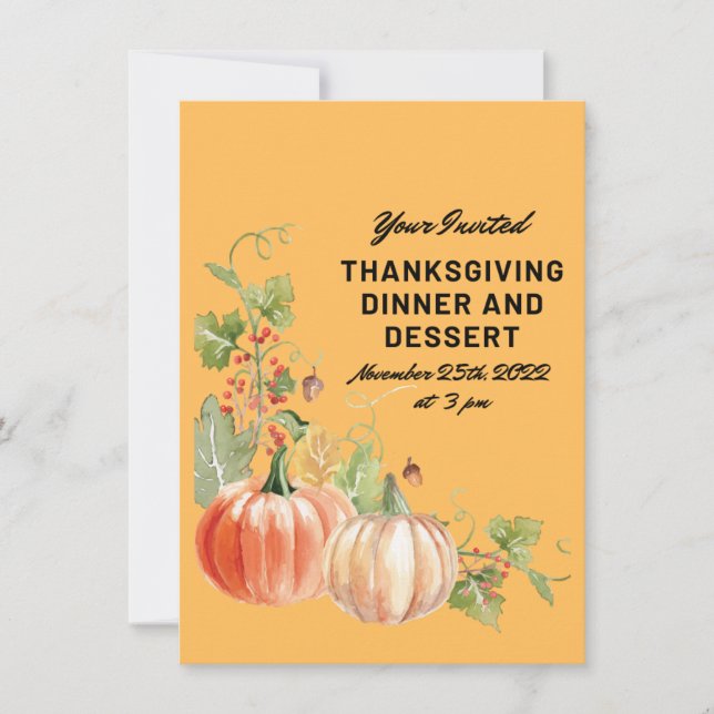 Thanksgiving Invitation Dinner and Dessert (Front)