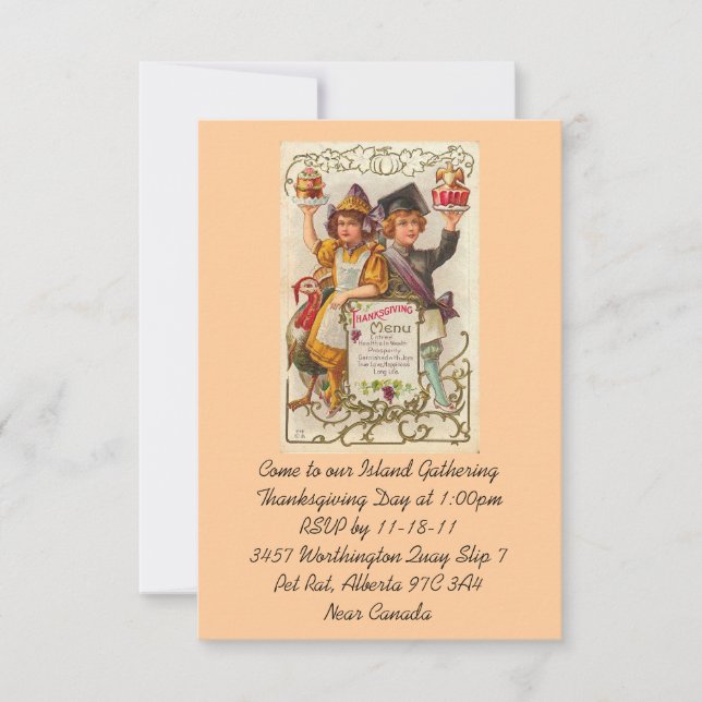 Thanksgiving Invitation Template Vintage (Front)