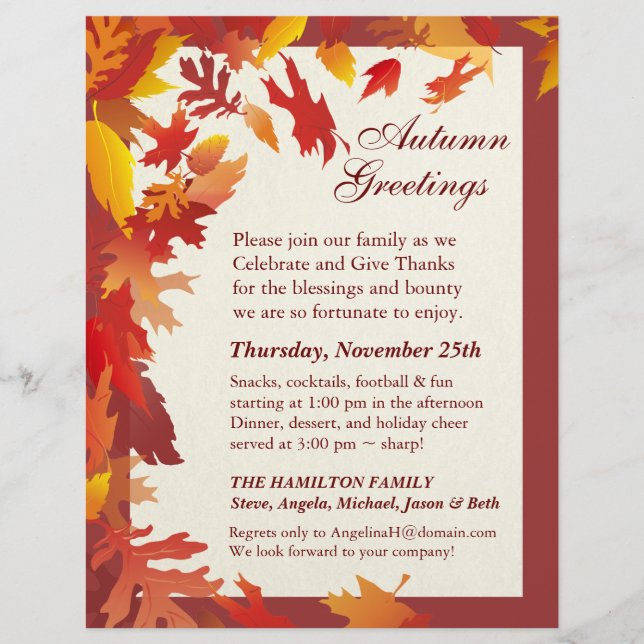 Thanksgiving Invitations - Decorated Letterhead (Front)