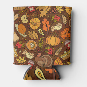 Thanksgiving items: cartoon colourful pattern. can cooler