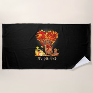 Thanksgiving It's Fall Y'all Dachshund Beach Towel