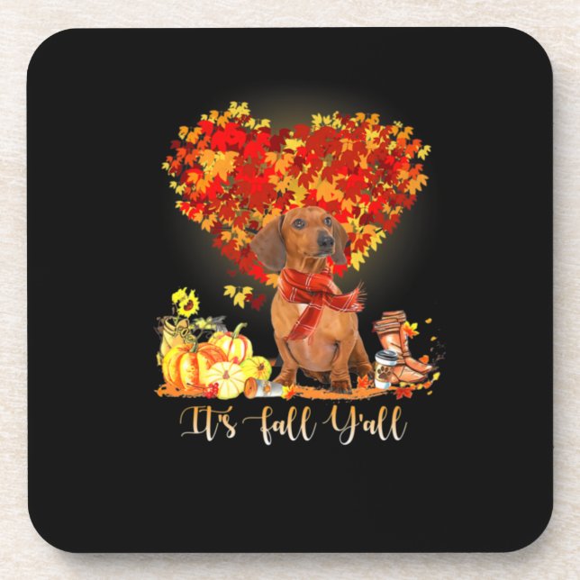 Thanksgiving It's Fall Y'all Dachshund Coaster (Front)