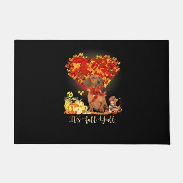 Thanksgiving It's Fall Y'all Dachshund Doormat (Front)