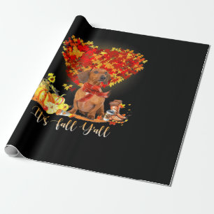 Thanksgiving It's Fall Y'all Dachshund Wrapping Paper