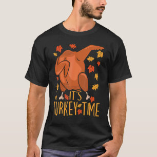 Thanksgiving It's Turkey Time Fall Leaf Dabbing Tu T-Shirt