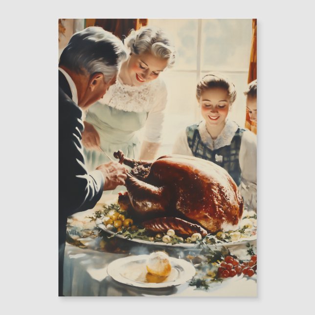 Thanksgiving Joy: A Family Feast Magnetic Invitation (Front)
