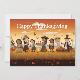 Thanksgiving Kids 12 Holiday Card