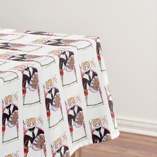 THANKSGIVING LADY PILGRIM table cloth (In Situ)