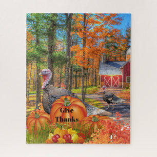 Thanksgiving Landscape with  Wild Turkey / Holiday Jigsaw Puzzle