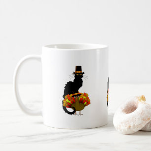 Thanksgiving Le Chat Noir With Turkey Pilgrim Coffee Mug