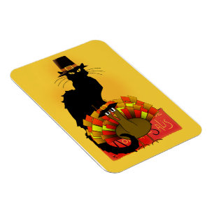 Thanksgiving Le Chat Noir With Turkey Pilgrim Magnet