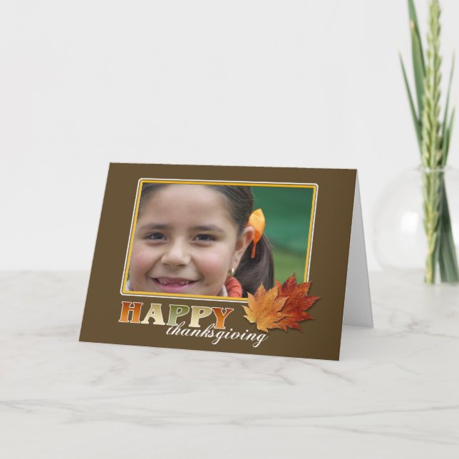 Thanksgiving Leaf Custom Photo Card (Front)