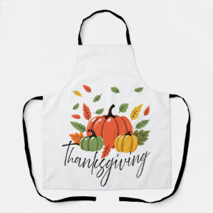 Thanksgiving Leaves and Pumpkin in Autumn colours Apron