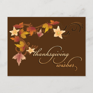 Thanksgiving Leaves Classic Fall Theme Holiday Postcard