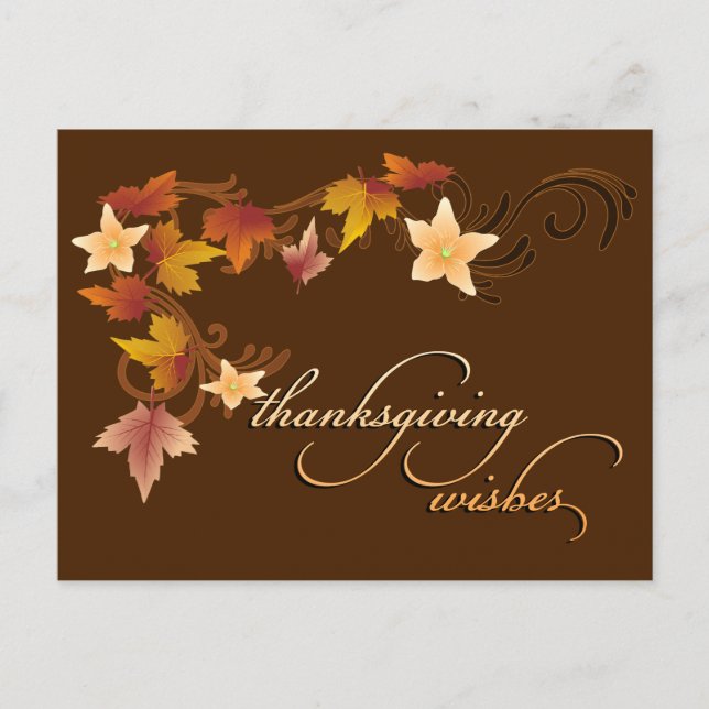 Thanksgiving Leaves Classic Fall Theme Holiday Postcard (Front)
