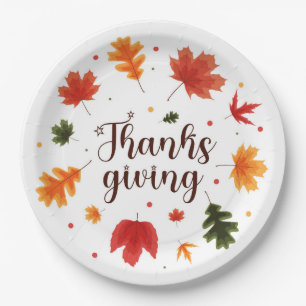 Thanksgiving leaves paper plate