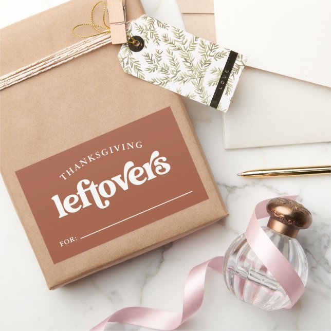 Thanksgiving Leftovers | Boho and Retro Terracotta Rectangular Sticker (Gifting)