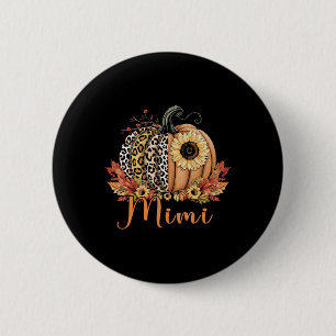 Thanksgiving Leopard Pumpkin And Sunflower Mimi 6 Cm Round Badge