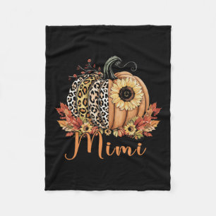 Thanksgiving Leopard Pumpkin And Sunflower Mimi Fleece Blanket