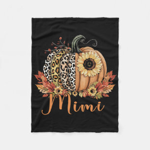 Thanksgiving Leopard Pumpkin And Sunflower Mimi  Fleece Blanket